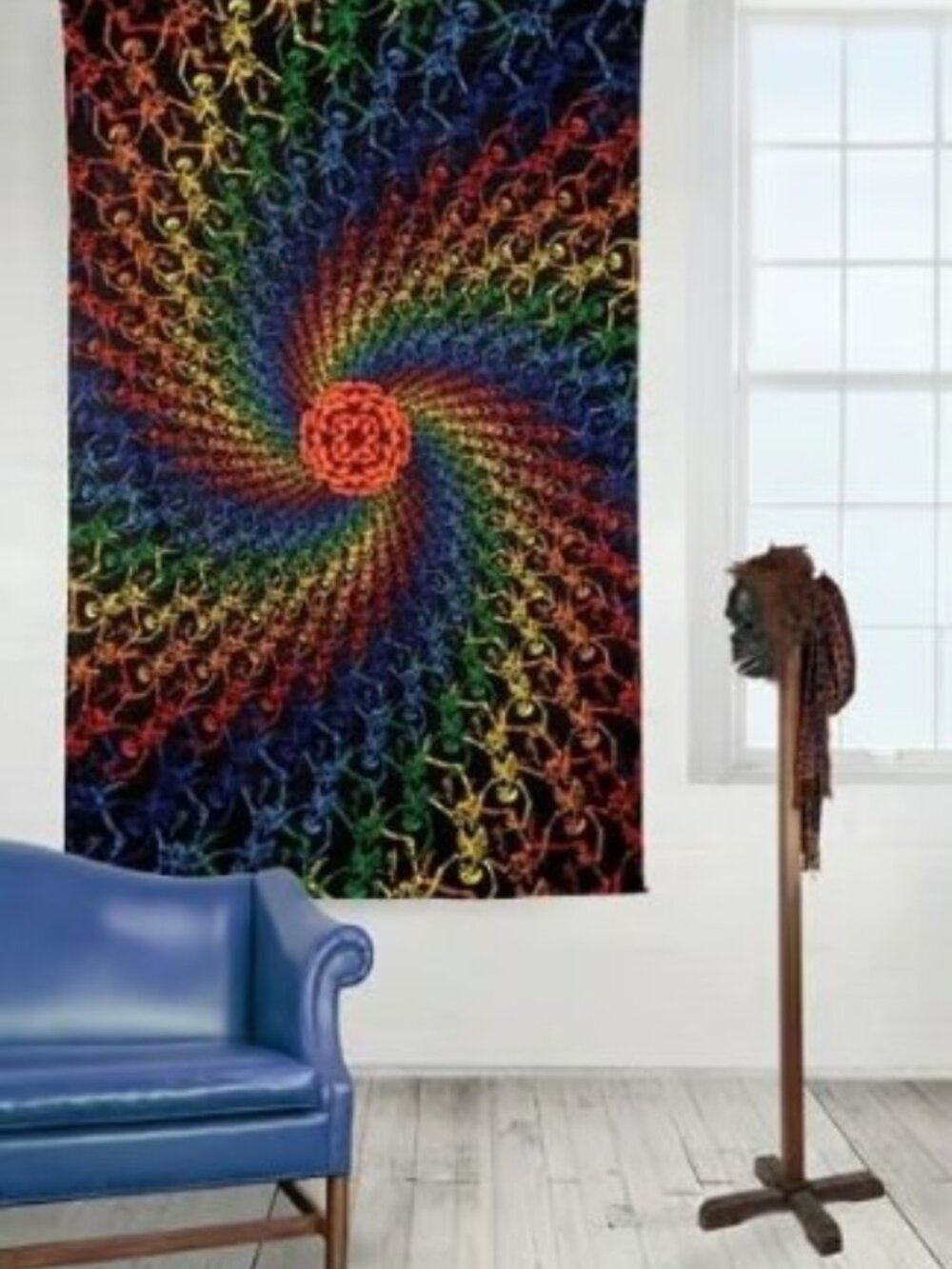 Grateful Dead 3D Rainbow Skeletons Tapestry ~ 60" x 90" ~ w/Corner Loops ~ New!